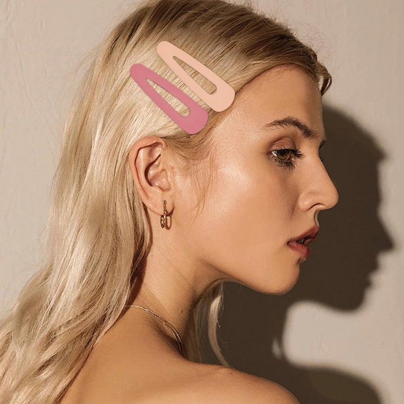 Motroce 4PCS Large Snap Hair Clips,Acrylic Metal Hair Barrettes,Matte Snap Clips for Women, Hair Pins for Girls, Large Barrettes Hair Accessories (3.5Inch,Pink) - Image 3